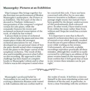 CD Vladimir Ashkenazy: Pictures At An Exhibition (Original Piano Version / Orchestral Version) = Tableaux D'Une Exposition (Version Originale Pour Piano / Version Orchestrale) = Bilder Einer Ausstellung (Originalfassung Für Klavier / Orchesterfassung) PIC