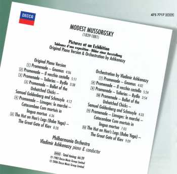 CD Vladimir Ashkenazy: Pictures At An Exhibition (Original Piano Version / Orchestral Version) = Tableaux D'Une Exposition (Version Originale Pour Piano / Version Orchestrale) = Bilder Einer Ausstellung (Originalfassung Für Klavier / Orchesterfassung) PIC
