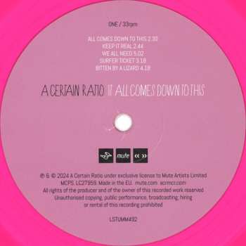 LP A Certain Ratio: It All Comes Down To This CLR | LTD