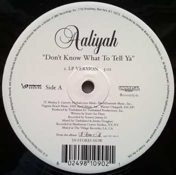 LP Aaliyah: Don't Know What To Tell Ya / Got To Give It Up (Remix)