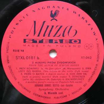 LP Abraham Samuel Rettig: From The Album Of Jewish Songs = Z Albumu Piesni Zydowskich = פון יידישו לידער - אלבום