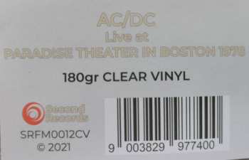 LP AC/DC: Live At Paradise Theater, Boston MA. (1978 August 21) CLR