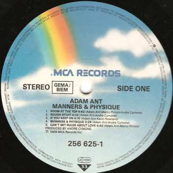 LP Adam Ant: Manners & Physique