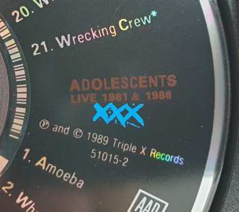 CD Adolescents: Live 1981 And 1986