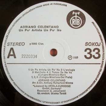 LP Adriano Celentano: Un Po' Artista Un Po' No