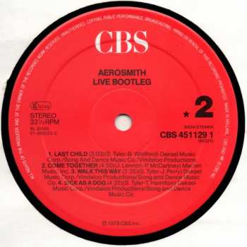 2LP Aerosmith: Live Bootleg