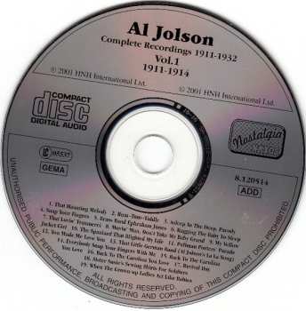CD Al Jolson: Vol. 1: 1911-14