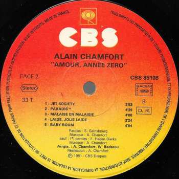 LP Alain Chamfort: Amour, Année Zéro
