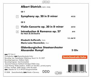 2CD Albert Dietrich: Symphony • Violin Concerto • Introduction & Romance
