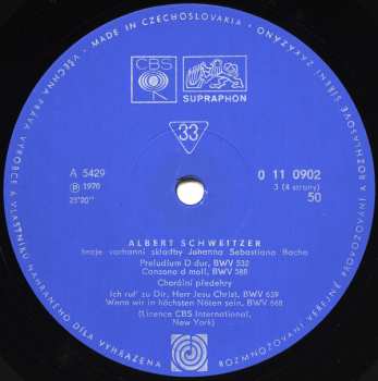 2LP/Dobozkészlet Albert Schweitzer: Hraje Bacha (2xLP + BOX + BOOKLET)