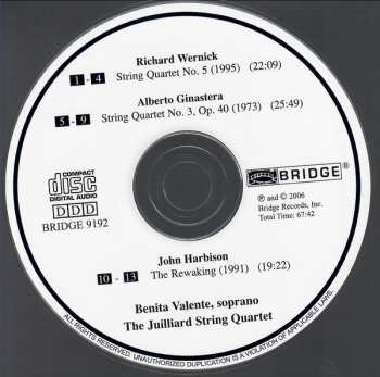 CD Alberto Ginastera: String Quartets with Soprano