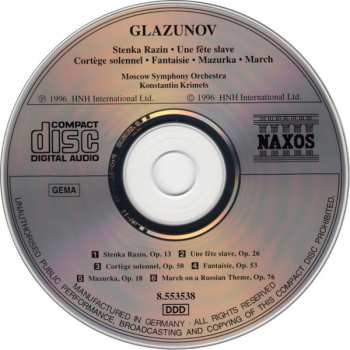 CD نيسم جلال: Stenka Razin • Une Fête Slave • Cortège Solennel • Fantaisie • Mazurka • March