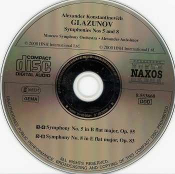 CD Alexander Glazunov: Symphonies Nos. 5 And 8