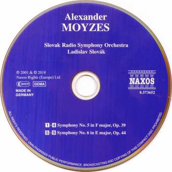 CD Alexander Moyzes: Symphonies Nos. 5 and 6