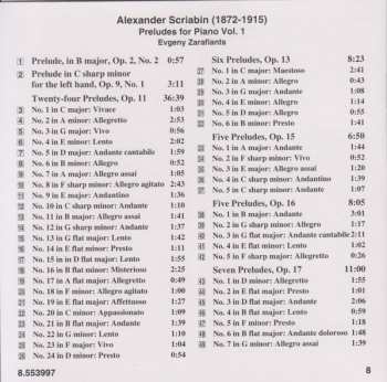 CD Alexander Scriabine: Preludes, Vol. 1: 24 Preludes, Op. 11 • 5 Preludes, Op. 15 • Prelude For The Left Hand, Op. 9, No. 1