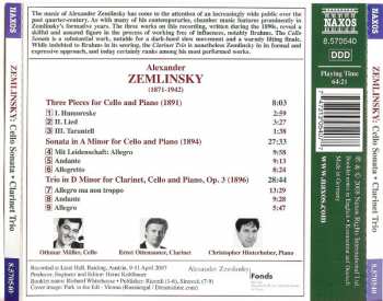 CD Alexander Von Zemlinsky: Cello Sonata • Three Pieces For Cello And Piano • Trio For Clarinet, Cello And Piano