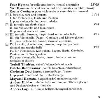 CD Danmarks Radios Symfoniorkester: Cello Concerto No. 1 / Klingende Buchstaben / Four Hymns