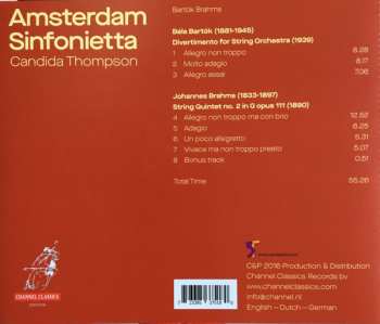 CD Johannes Brahms: Bartók (Divertimento), Brahms (String Quintet In G)