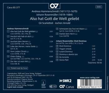 CD Andreas Hammerschmidt: Also Hat Gott Die Welt Geliebet