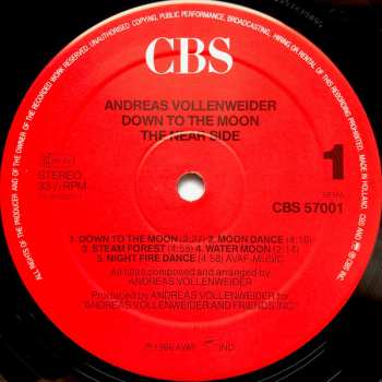 LP Andreas Vollenweider: Down To The Moon
