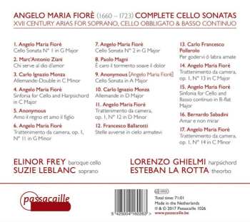CD Elinor Frey: Complete Cello Sonatas & XVII Century Italian Arias