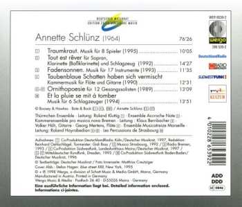 CD Annette Schlünz: Traumkraut · Tout Est Rêver · Fadensonnen · Taubenblaue Schatten Haben Sich Vermischt · Ornithopoesie · Et La Pluie Se Mit À Tomber