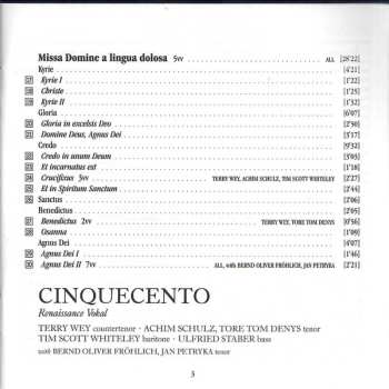 CD Cinquecento: Missa A La Dolc'Ombra & Missa A Lingua Dolosa
