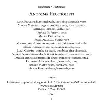 CD Anonima Frottolisti: Gloriosus Franciscus: La Music San Francesco Dal XIII Al XVI Secolo
