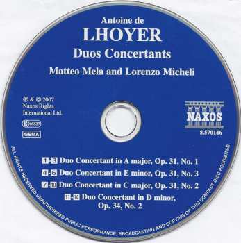 CD Antoine de Lhoyer: Duos Concertants