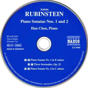 CD Anton Rubinstein: Piano Sonatas Nos. 1 And 2
