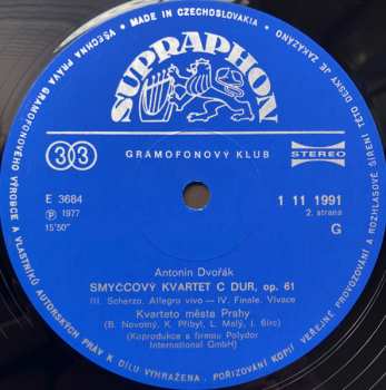 3LP/Dobozkészlet Antonín Dvořák: Smyčcové Kvartety