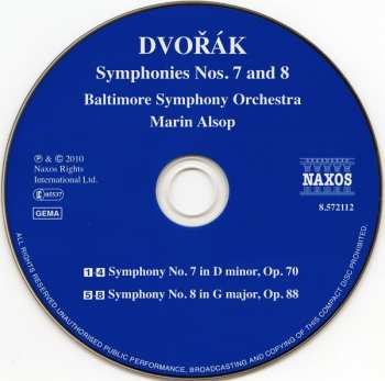 CD Antonín Dvořák: Symphonies Nos. 7 and 8