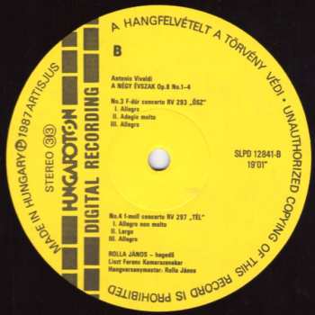 LP Antonio Vivaldi: A Négy Évszak = The Four Seasons