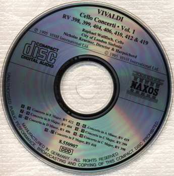 CD Antonio Vivaldi: Cello Concerti Vol. 1 - RV 398, 399, 404, 406, 410, 412 & 419