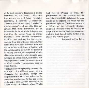 CD Antonio Vivaldi: Concerti Per Mandolini RV 93, 425, 532 & 558