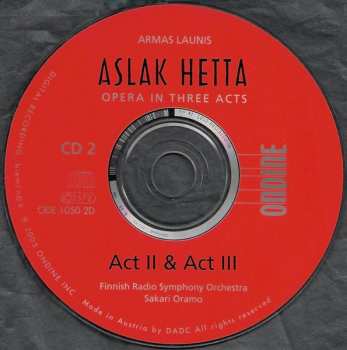 2CD/Dobozkészlet Sakari Oramo: Aslak Hetta, Opera In Three Acts