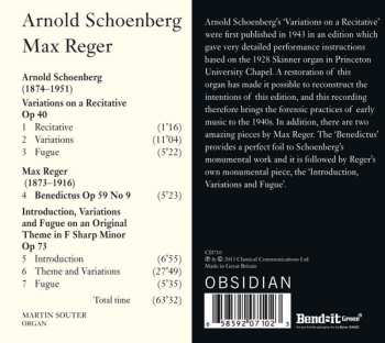 CD Arnold Schoenberg: Schoenberg Variations On A Recitative, Reger Benedictus Variations On An Original Theme