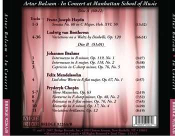 2CD Arthur Balsam: In Concert At The Manhattan School Of Music