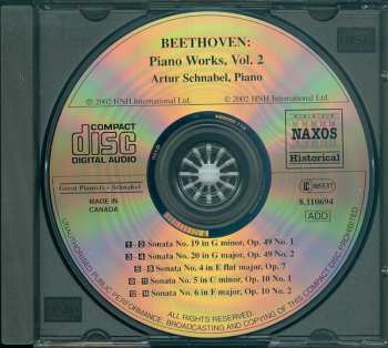 CD Ludwig van Beethoven: Piano Works Vol. 2 : Sonatas Nos. 4-6 And 19-20 (Historical Recordings 1932-1935)