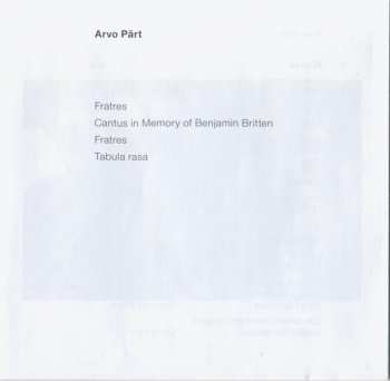 CD Arvo Pärt: Tabula Rasa