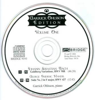 CD Johann Sebastian Bach: Goldberg Variations BWV 988 / Suite No.2 HWV 427