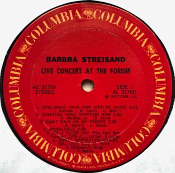 LP Barbra Streisand: Live Concert At The Forum