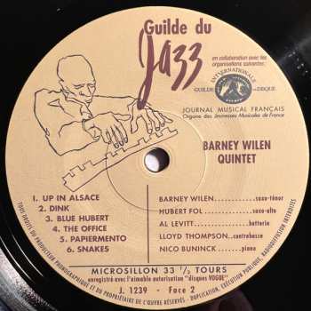 LP Barney Wilen Quintet: Barney Wilen Quintet