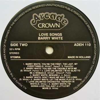 LP Love Unlimited Orchestra: Love Songs