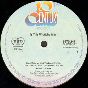 LP Barry White: Is This Whatcha Wont?