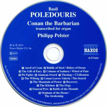 CD Basil Poledouris: Conan The Barbarian. Transcribed For Organ