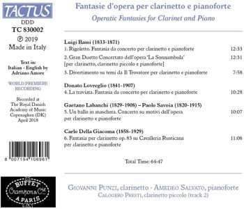 CD Donato Lovreglio: Fantasie D'Opera Per Clarinetto E Pianoforte