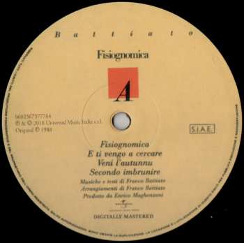 LP Franco Battiato: Fisiognomica