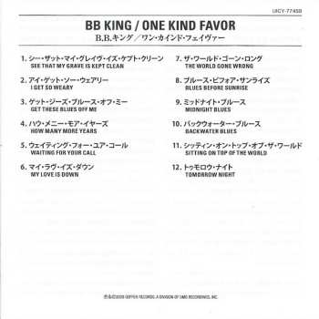 CD B.B. King: One Kind Favor LTD