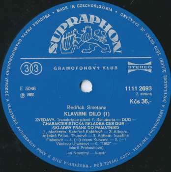 LP Bedřich Smetana: Klavírní Dílo